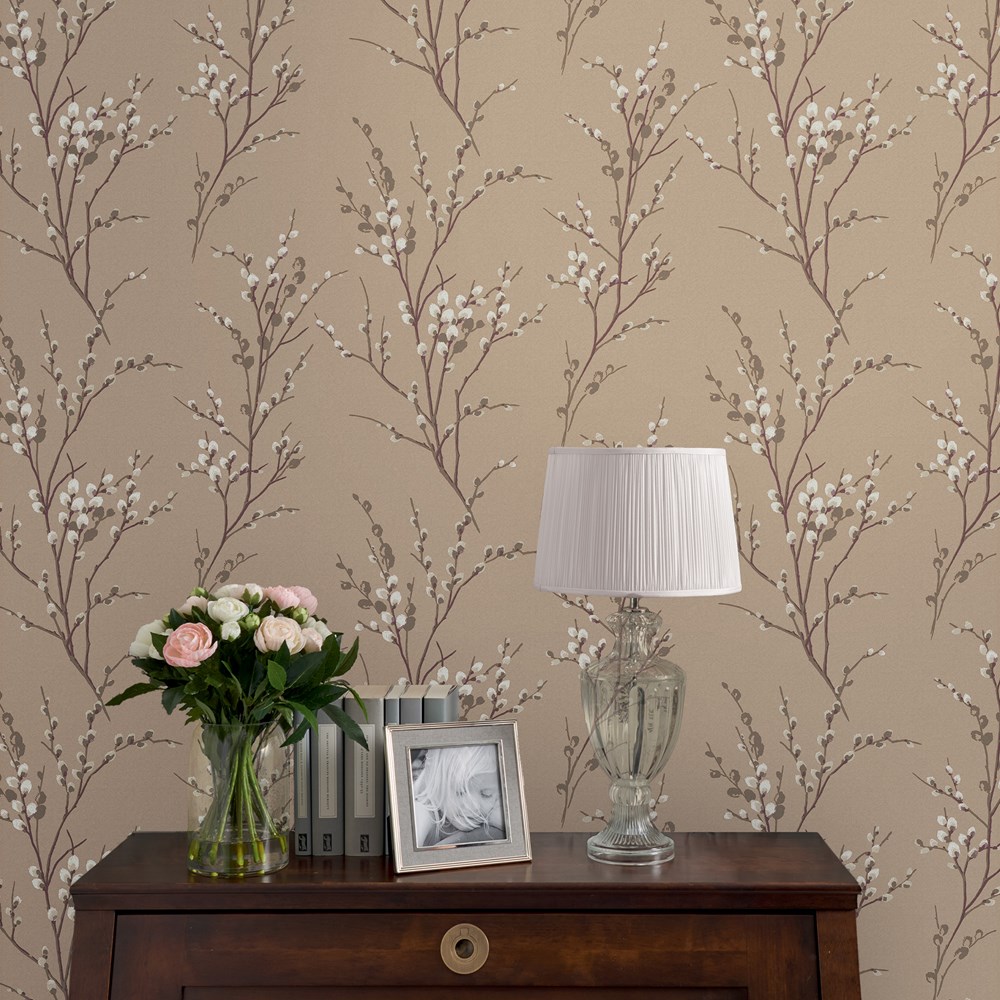 Pussy Willow Wallpaper 113358 by Laura Ashley in Natural